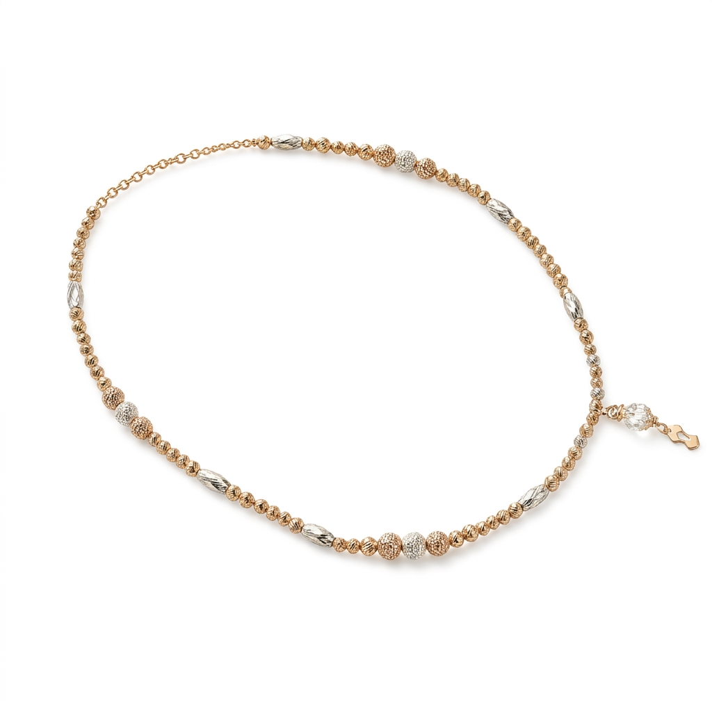 Two-Tone Bead Necklace, Necklaces in 925 sterling silver, studio shot