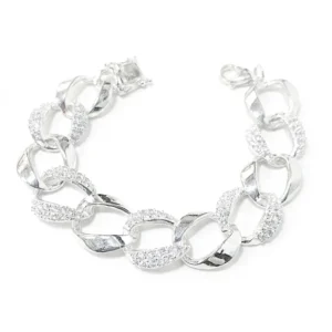 Pave Link Bracelet, bracelet in 925 sterling silver