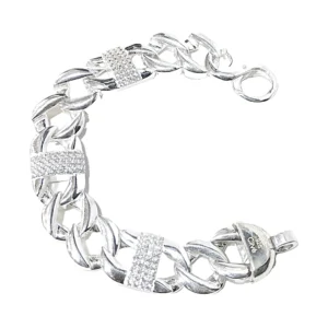 Pave Bar Curb Bracelet, bracelet in 925 sterling silver