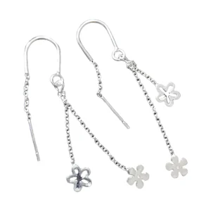 Flower Chain Threader Earrings, earring in 925 sterling silver