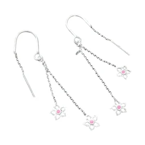 Pink Centre Blossom Earrings, earring in 925 sterling silver
