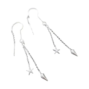 Star and Cone Threader Earrings, earring in 925 sterling silver
