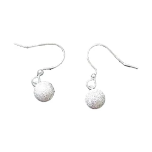 Frosted Ball Drop Earrings, earring in 925 sterling silver