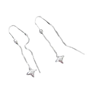 Four Point Star Threader Earrings, earring in 925 sterling silver