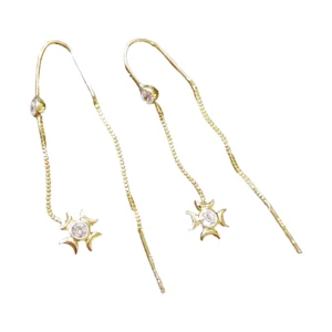 Gold Plated Star Threader Earrings, earring in 925 sterling silver