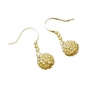 Gold Plated Filigree Ball Earrings, earring in 925 sterling silver