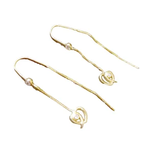 Gold Plated Knot Threader Earrings, earring in 925 sterling silver