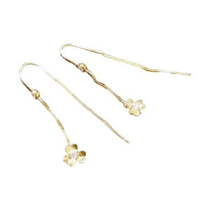 Gold Plated Blossom Threader Earrings, earring in 925 sterling silver