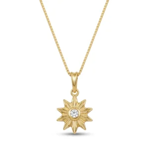 Gold Plated Sunburst Pendant, pendant in 925 sterling silver