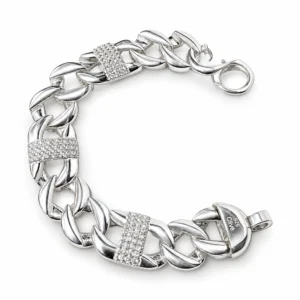 Pave Bar Curb Bracelet, bracelet in 925 sterling silver