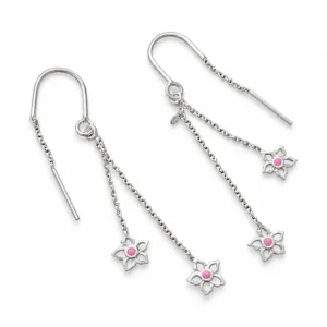 Pink Centre Blossom Earrings, earring in 925 sterling silver