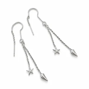 Star and Cone Threader Earrings, earring in 925 sterling silver