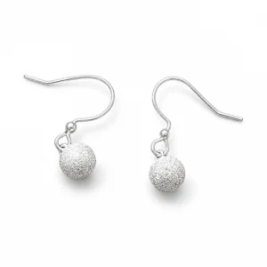 Frosted Ball Drop Earrings, earring in 925 sterling silver