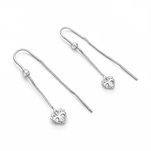 Petite Flower Threader Earrings, earring in 925 sterling silver