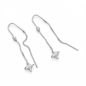 Four Point Star Threader Earrings, earring in 925 sterling silver
