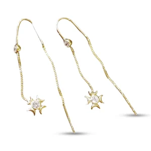 Gold Plated Star Threader Earrings, earring in 925 sterling silver