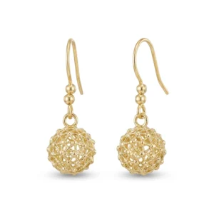 Gold Plated Filigree Ball Earrings, earring in 925 sterling silver