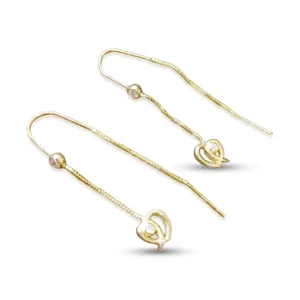 Gold Plated Knot Threader Earrings, earring in 925 sterling silver